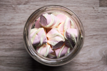 Marshmallow in the pot on top of the table