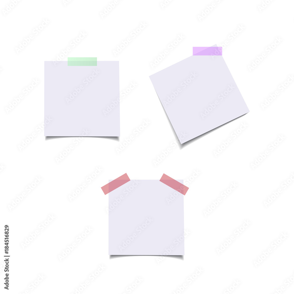 Poster paper sheets with color stickers. vector realistic isolated design elements.