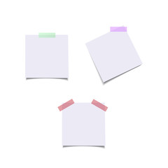 Paper sheets with color stickers. Vector realistic isolated design elements.