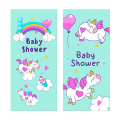 Unicorns. Baby shower illustration