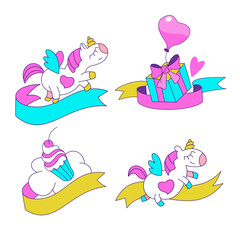 Unicorns. Baby shower illustration