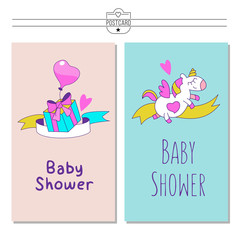 Unicorns. Baby shower illustration