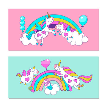 Unicorns. Baby shower illustration
