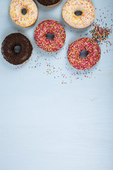 Multicolored donuts close-up