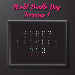 Poster for World Braille Day (January 4). World Braille Day vector illustration. vector illustration poster to world  Braille day.
