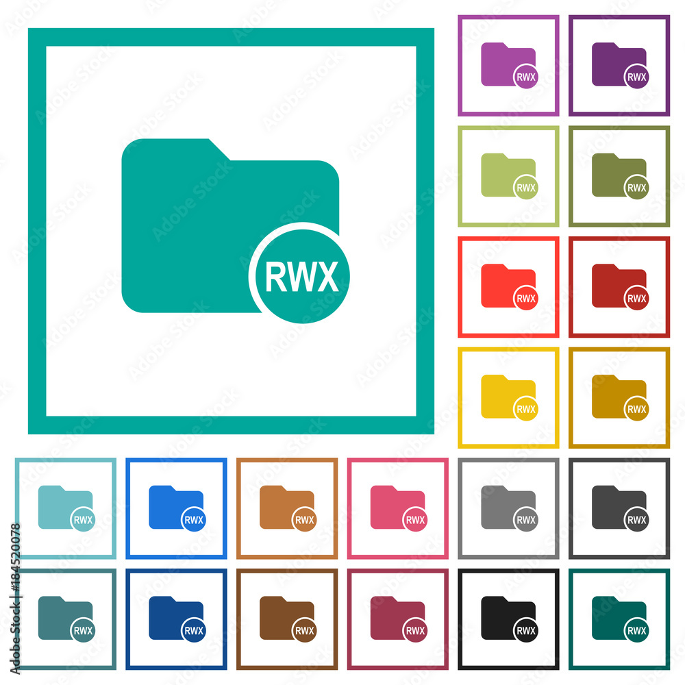 Poster directory permissions flat color icons with quadrant frames