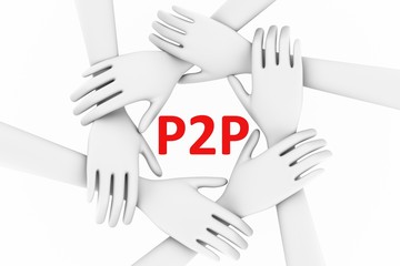 P2P concept hands white background 3d illustration