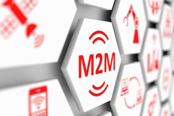 M2M concept cell blurred background 3d illustration