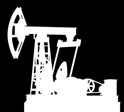 white silhouette of oil derrick