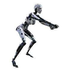 3D Rendering Female Robot on White