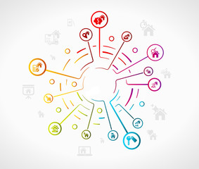 Fototapeta premium Real estate concept illustration with colorful abstract grid 