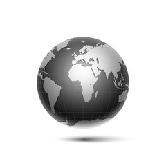 black, silver surround the globe planet earth