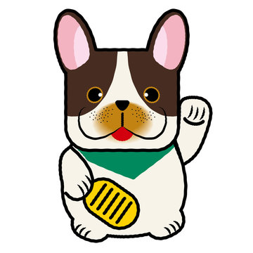 招き猫の形をした犬張子のイラスト フレンチブルドッグ Lucky Dog 年賀状向け素材 Stock Vector Adobe Stock