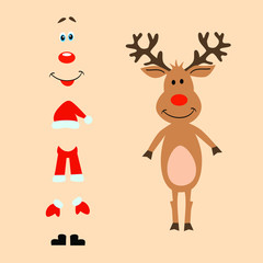 Obraz na płótnie Canvas Merry Christmas Cute Deer Clothes Set Vector Illustration DIY