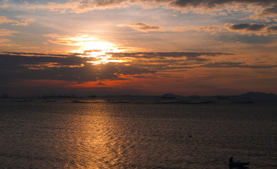 Colorful of sunset on sea scape background
