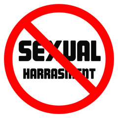 Stop sexual harrasment forbidden sign negative space vector illustration