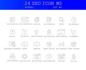 Line icons set. SEO pack. Vector illustration.