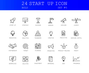 bold Line icons set. Start Up pack. Vector illustration.