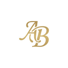 Initial letter AB, overlapping elegant monogram logo, luxury golden color