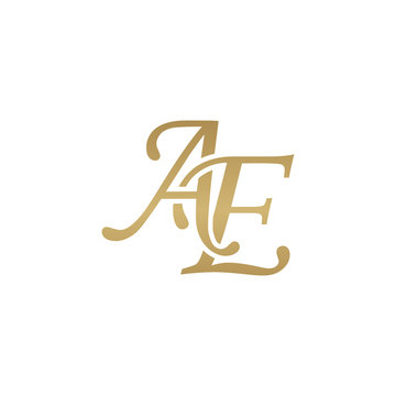 Initial letter AE, overlapping elegant monogram logo, luxury golden color
