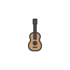 Naklejka premium Acoustic guitar filled outline icon, line vector sign, linear colorful pictogram isolated on white. Stringed musical instrument symbol, logo illustration. Pixel perfect vector graphics