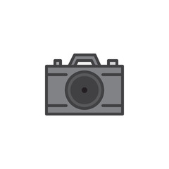 Photo camera filled outline icon, line vector sign, linear colorful pictogram isolated on white. Camera symbol, logo illustration. Pixel perfect vector graphics