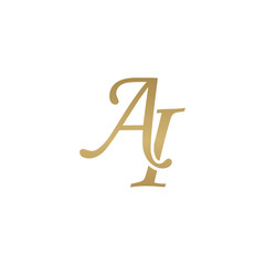 Initial letter AI, overlapping elegant monogram logo, luxury golden color