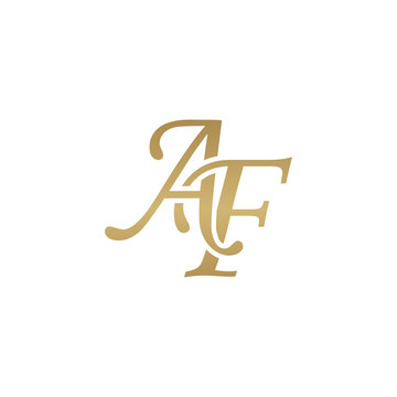 Initial letter AF, overlapping elegant monogram logo, luxury golden color