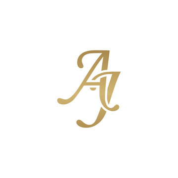 Initial letter AJ, overlapping elegant monogram logo, luxury golden color