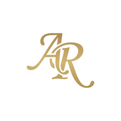 Initial letter AR, overlapping elegant monogram logo, luxury golden color