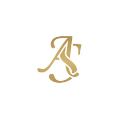 Initial letter AS, overlapping elegant monogram logo, luxury golden color