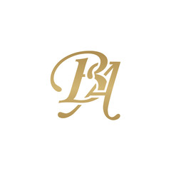Initial letter BA, overlapping elegant monogram logo, luxury golden color