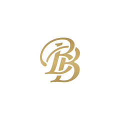 Initial letter BB, overlapping elegant monogram logo, luxury golden color - obrazy, fototapety, plakaty