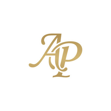 Initial letter AP, overlapping elegant monogram logo, luxury golden color