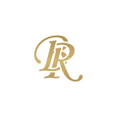 Initial letter BR, overlapping elegant monogram logo, luxury golden color
