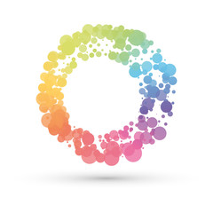 abstract circle created by rainbow dots
