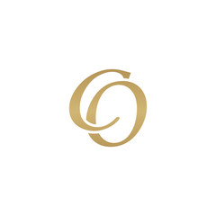 Initial letter CO, overlapping elegant monogram logo, luxury golden color