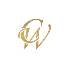 Initial letter CW, overlapping elegant monogram logo, luxury golden color