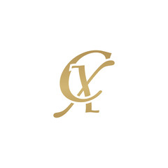 Initial letter CX, overlapping elegant monogram logo, luxury golden color