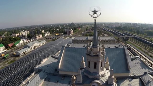 Brest Railwaystation in the center - View from the Sky - Soviet Belarus