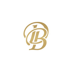 Initial letter DB, overlapping elegant monogram logo, luxury golden color
