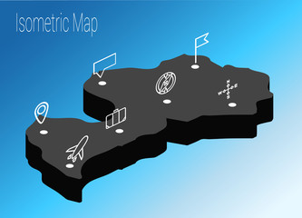Map Latvia isometric concept.