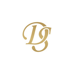 Initial letter DS, overlapping elegant monogram logo, luxury golden color