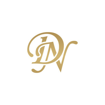 Initial letter DN, overlapping elegant monogram logo, luxury golden color
