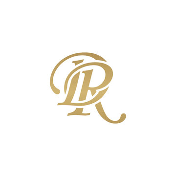 Initial letter DR, overlapping elegant monogram logo, luxury golden color
