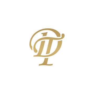 Initial letter DT, overlapping elegant monogram logo, luxury golden color