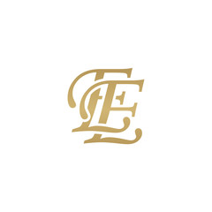 Obraz premium Initial letter EE, overlapping elegant monogram logo, luxury golden color