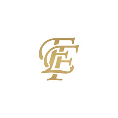 Initial letter EF, overlapping elegant monogram logo, luxury golden color