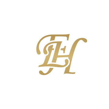 Initial letter EH, overlapping elegant monogram logo, luxury golden color