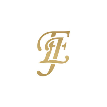 Initial letter EJ, overlapping elegant monogram logo, luxury golden color